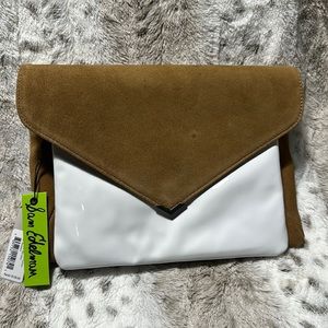 Sam Edelman Mika 2 in 1 Leather and Suede clutches , color whiskey
